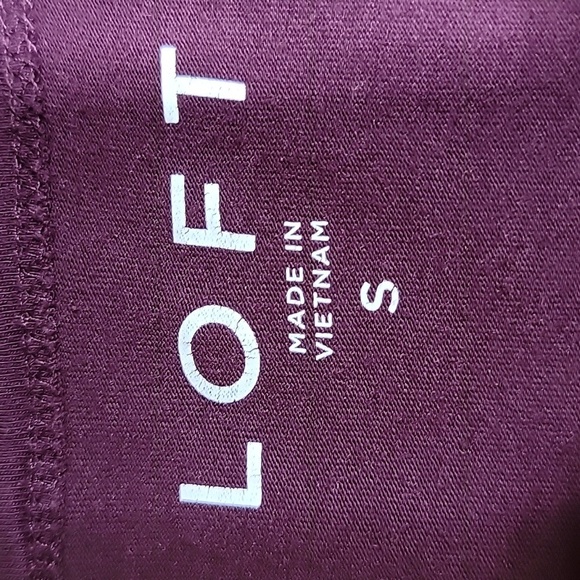 Loft Size S Burgundy / Wine Long Sleeve Top with Shoulder Cutouts, EUC - Picture 10 of 11